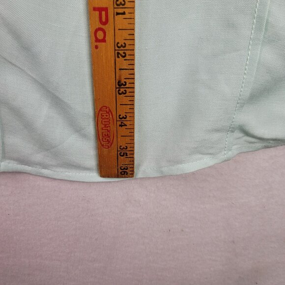 90s Linen Maxi Skirt Size 14 Portraits By Northern Isles Island Aqua Ice Vintage - Picture 6 of 7